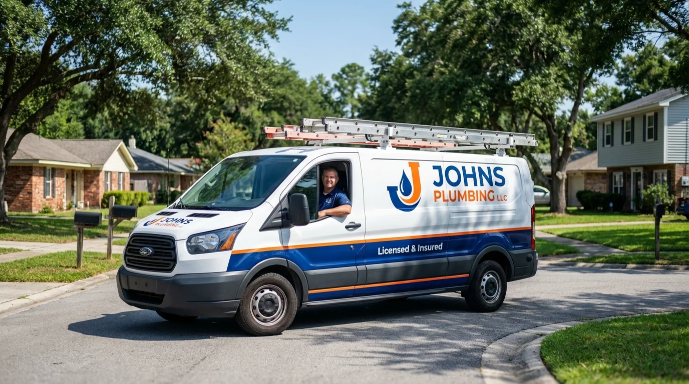 Johns Plumbing LLC service van in Grand Terrace, CA
