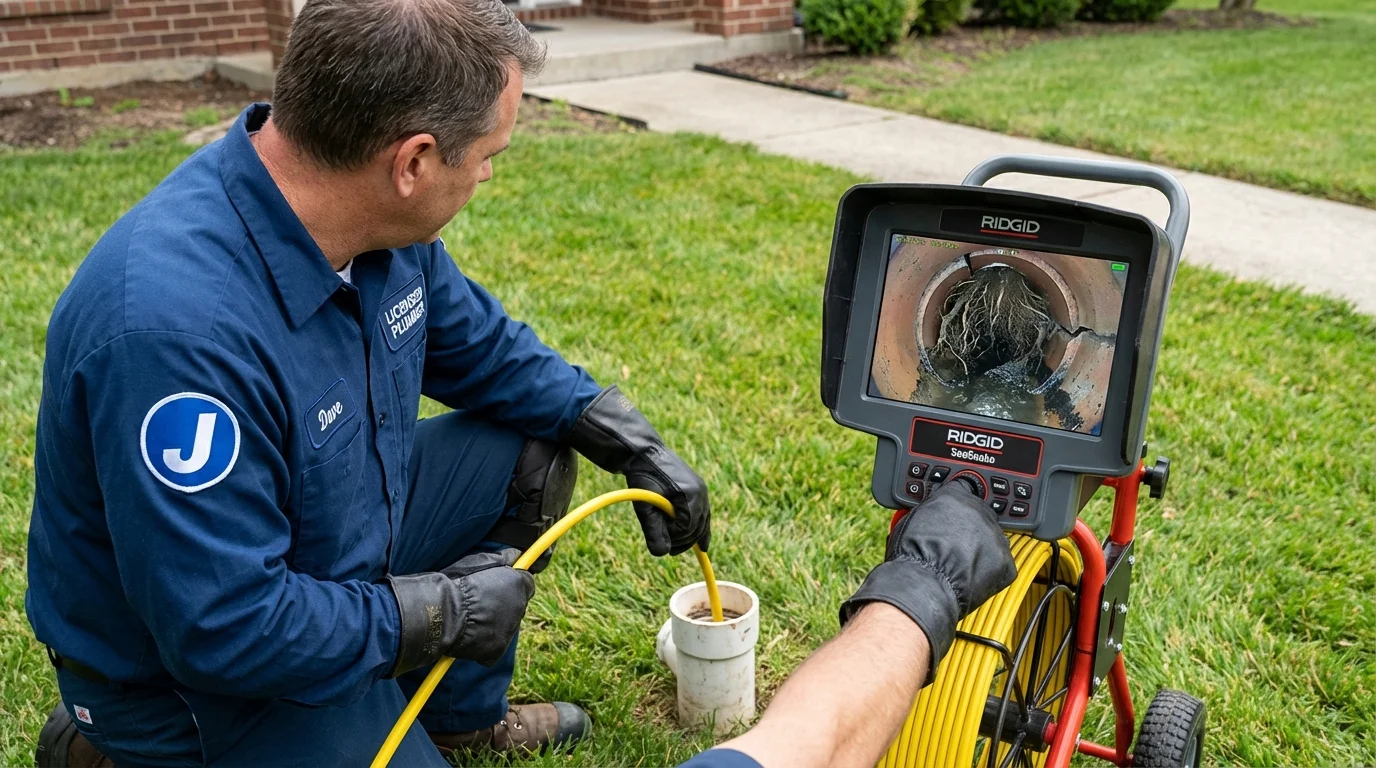 Sewer camera inspection being performed by Johns Plumbing LLC in Grand Terrace
