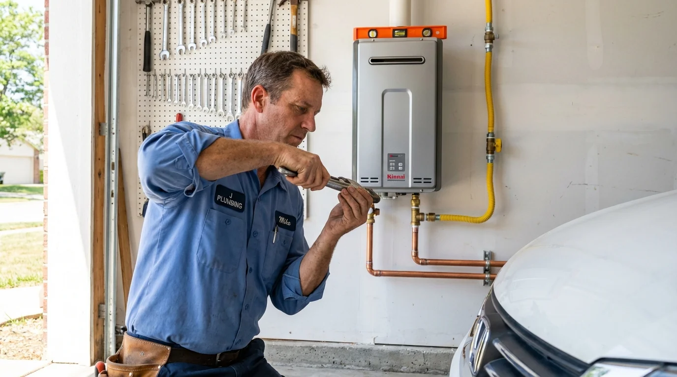 Tankless water heater installation by a Johns Plumbing LLC plumber in Grand Terrace
